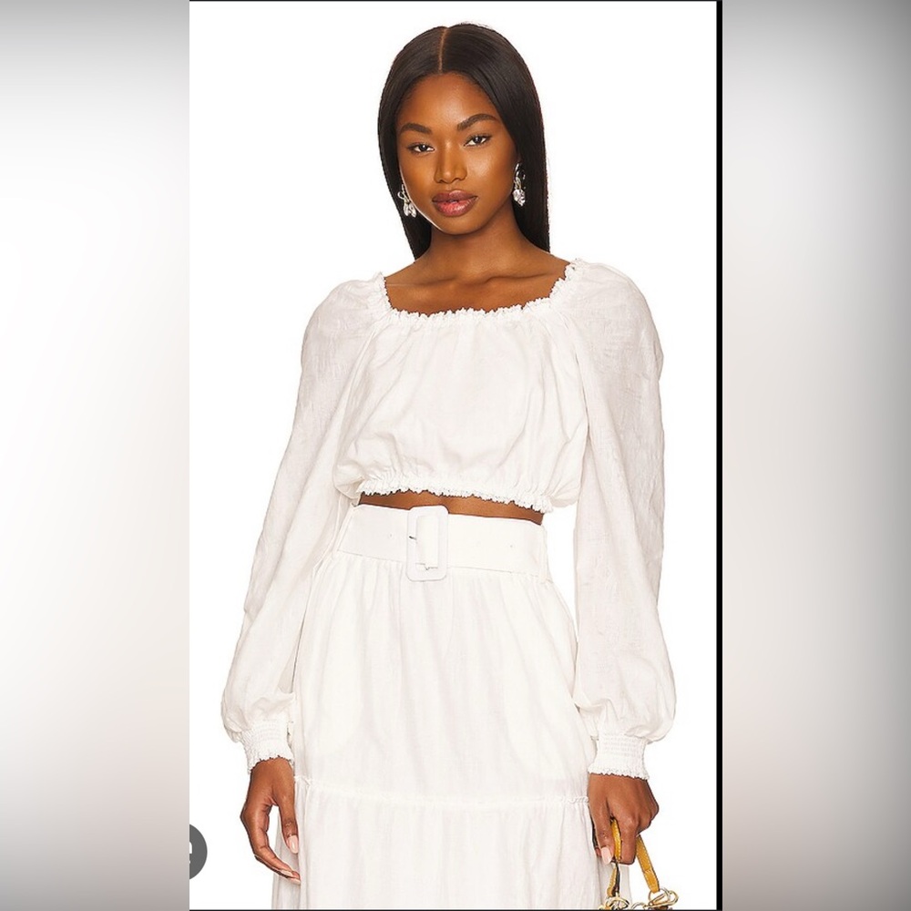 Show Me Your Mumu Cream Crop MIDI Skirt Set Sz M